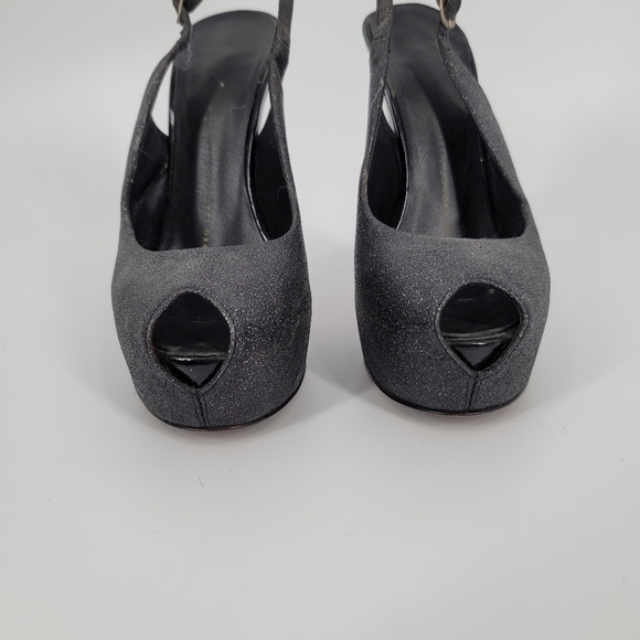 Giuseppe Zanotti Monro Black Glitter Platform Slingback Pumps Size 35.5 - Picture 3 of 13